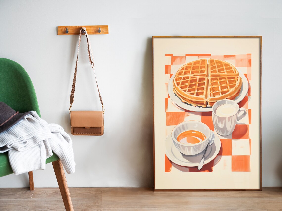 Retro Morning Breakfast Waffle Art Print, Kitchen Decor - Image 5