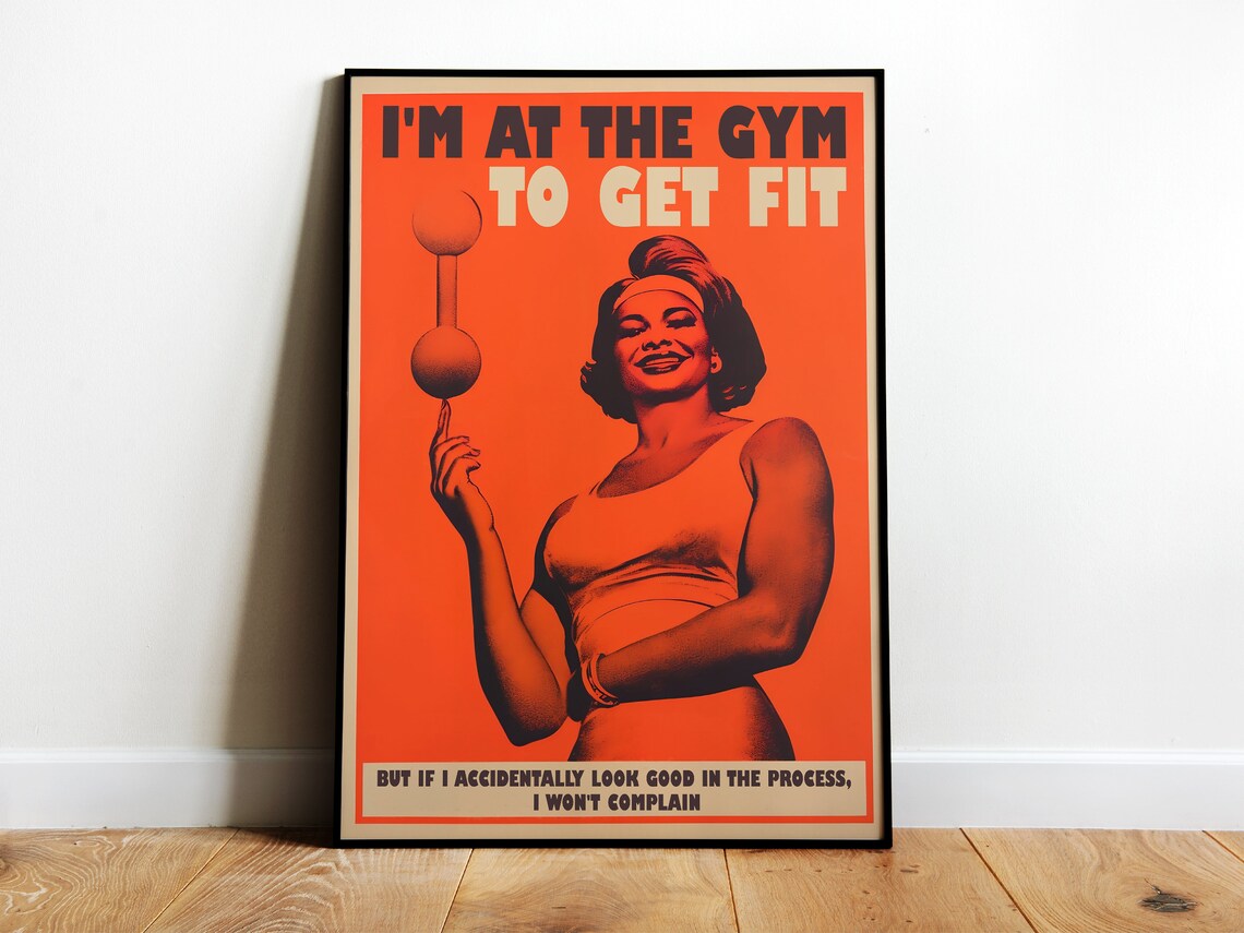 Gym Motivation Retro Fitness Girl Art Print