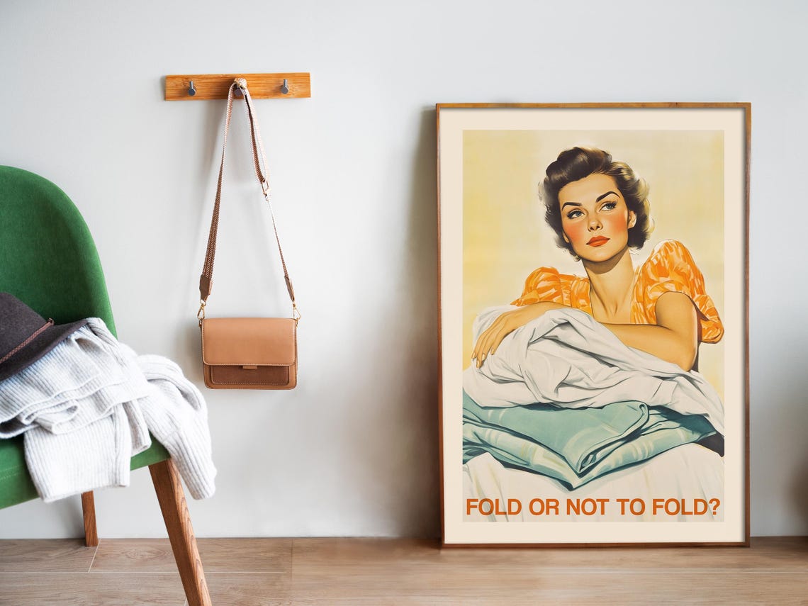 Fold Or Not To Fold Funny Retro Vintage Laundry Room Quote Poster - Image 5