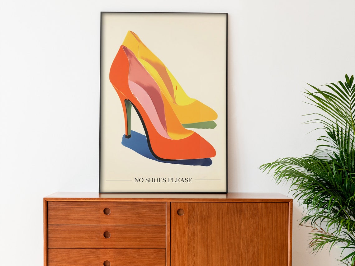 No Shoes Print Wall Art Remove Your Shoes Print Entrance Sign Funny Retro Poster Pair Of Shoes Art House Rules - Image 4