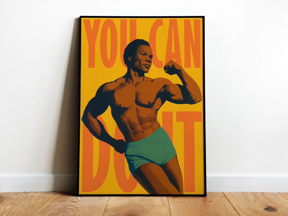 You Can Do It Strong Woman Flexing Motivational Gym Workout Poster