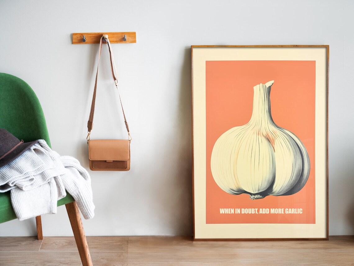 Retro Garlic Print, Kitchen Wall Art Poster - Image 5