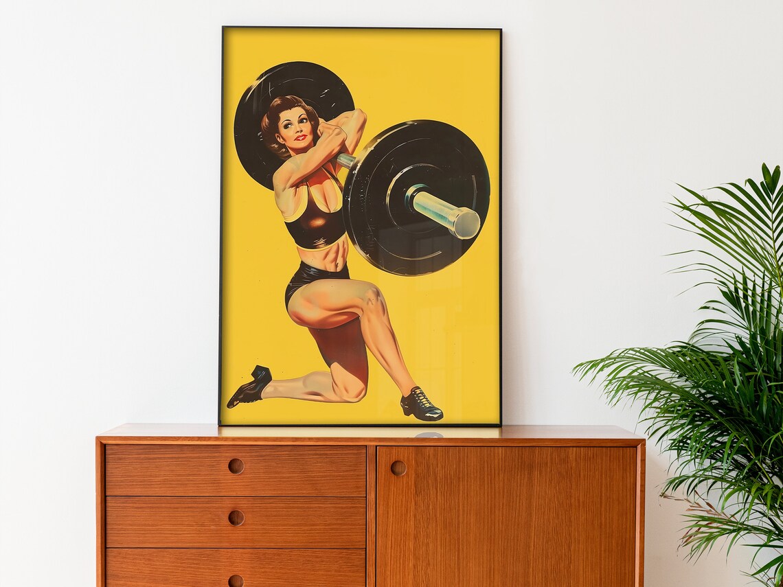 Retro Gym Poster, 1940 Woman Weightlifting Art Print - Image 4