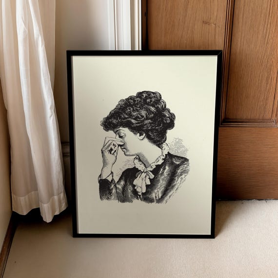 Victorian Lady Holding Breath Funny Restroom Art Printable Bath Print Digital Download