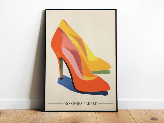 No Shoes Print Wall Art Remove Your Shoes Print Entrance Sign Funny Retro Poster Pair Of Shoes Art House Rules