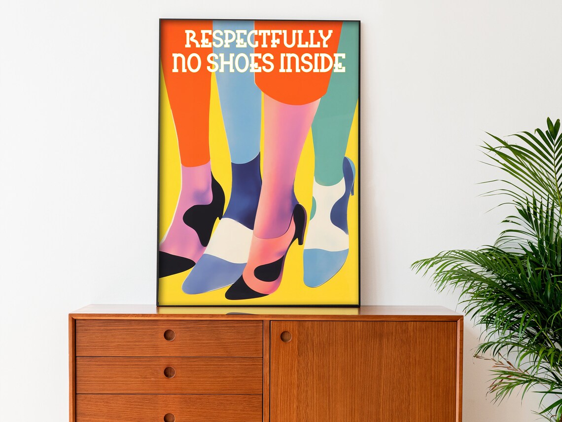 No Shoes Inside Print, Retro 70s Entryway Poster - Image 4
