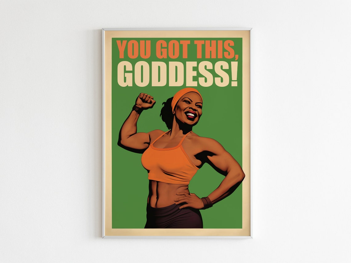 You Got This Goddess Retro Female Gym Workout Motivation Poster - Image 3