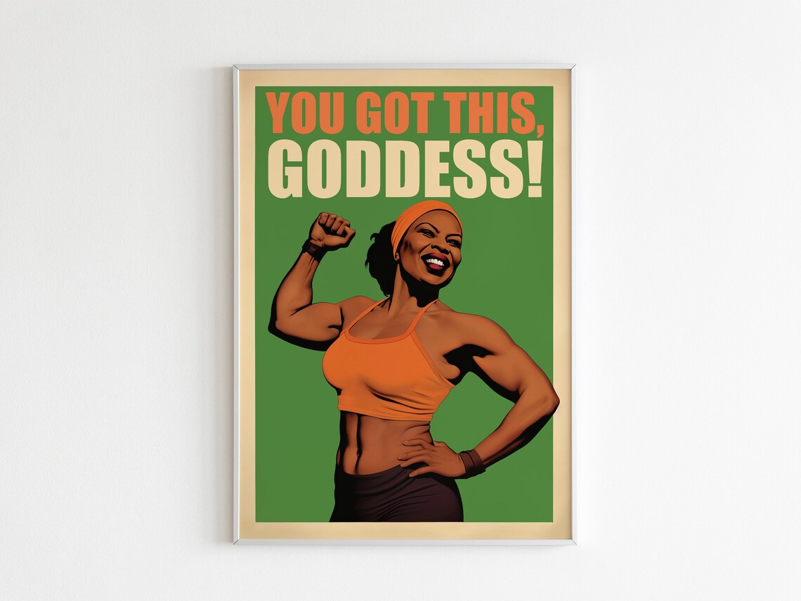 You Got This Poster Female Gym Wall Art Black Girl Print Fitness Poster Exercise Art Home Gym Decor Workout Room Decor - Image 3
