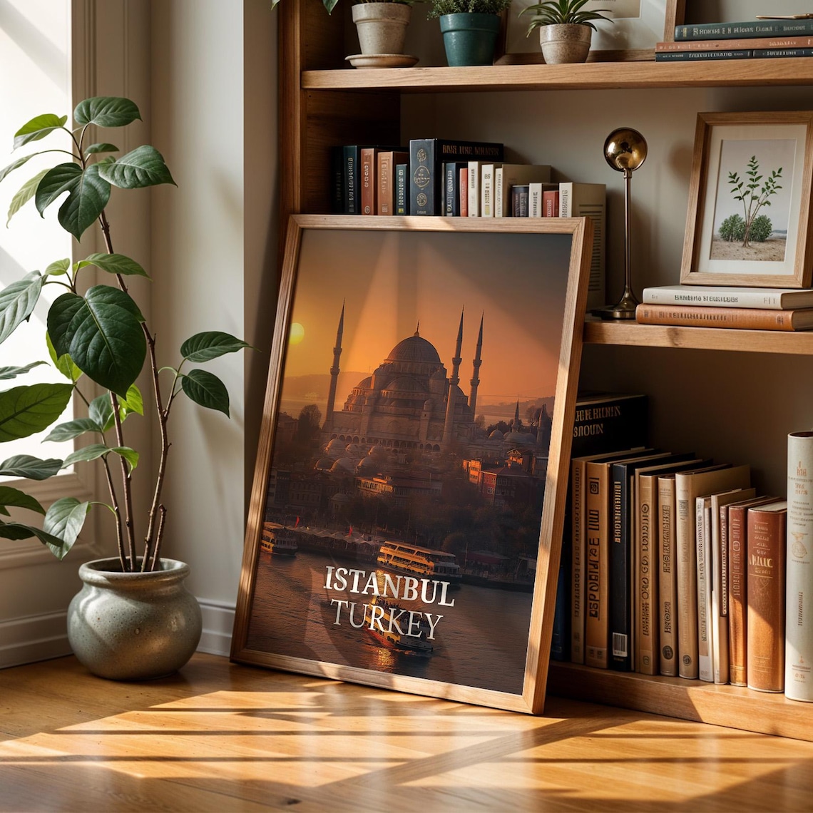 Istanbul Turkey Sunset Mosque Golden Horn Ferry Skyline Travel Poster