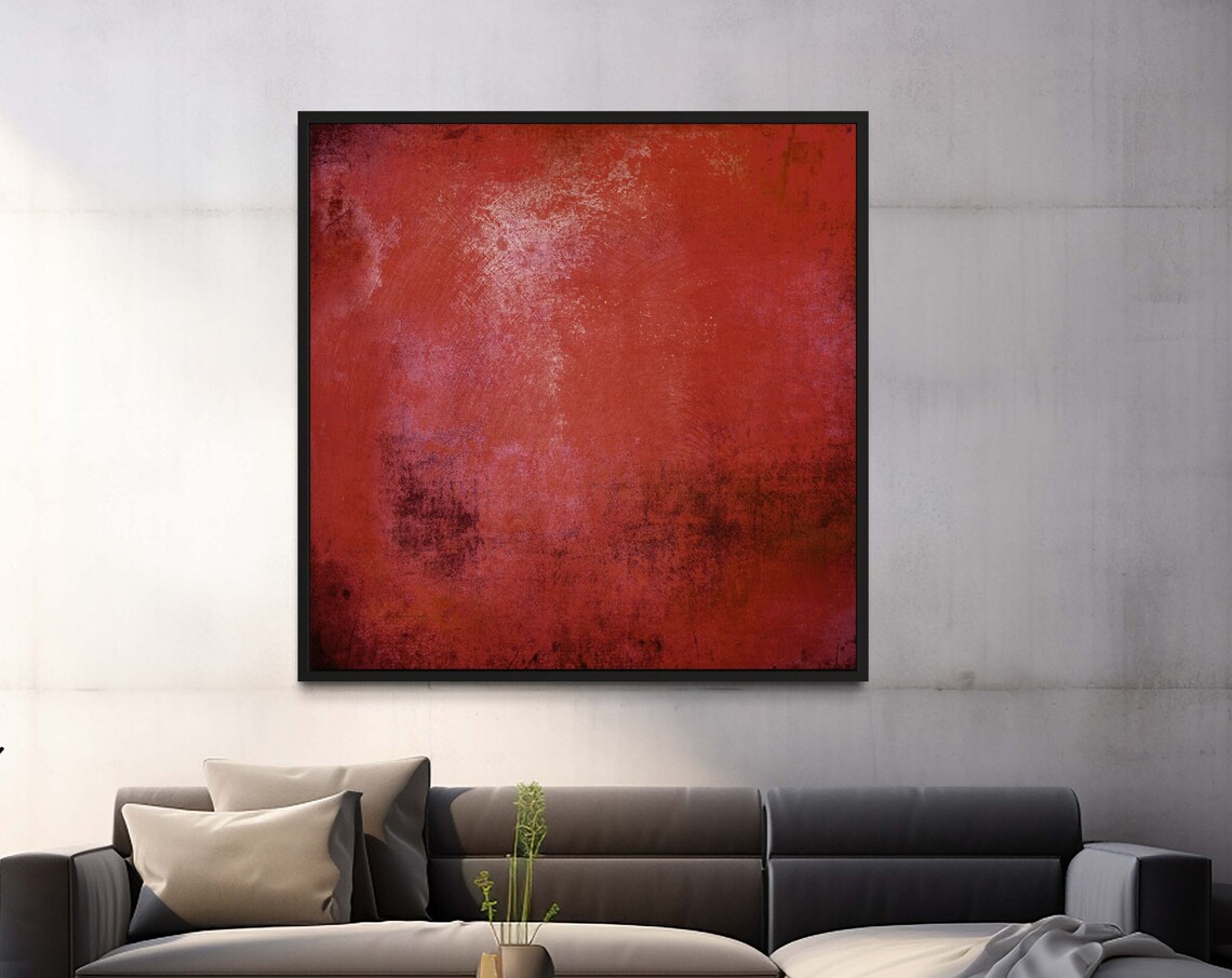 Rustic Red Textured Abstract Industrial Modern Canvas Art Poster