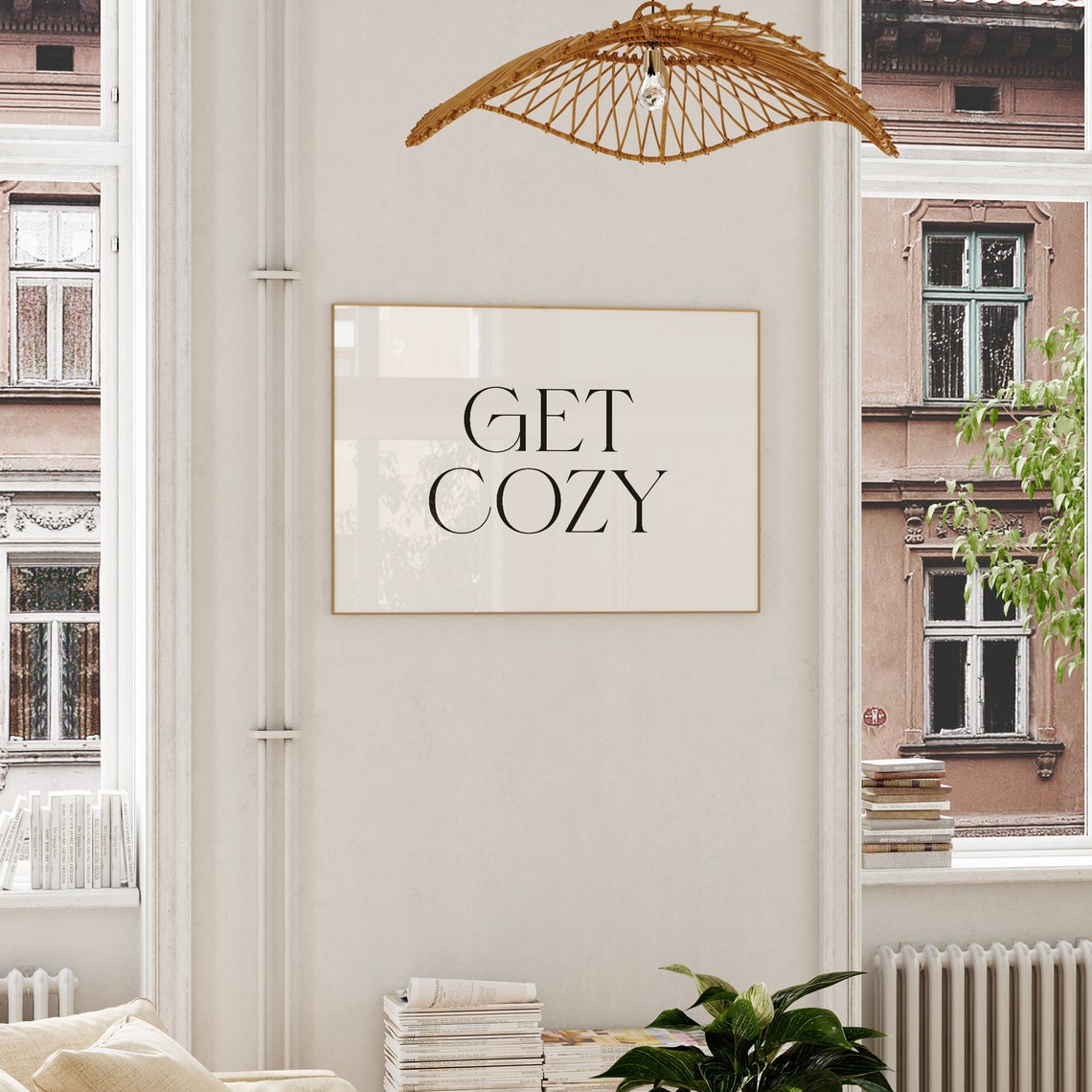 Get Cozy Minimalist Serif Typography Neutral Home Decor Poster - Image 2