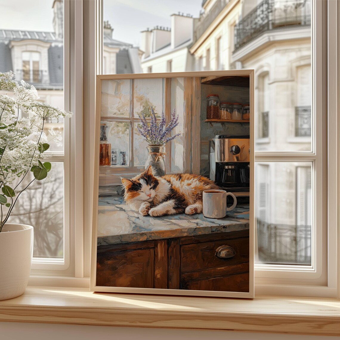Calico Cat Coffee Bar Poster, Kitchen Cat Art - Image 6