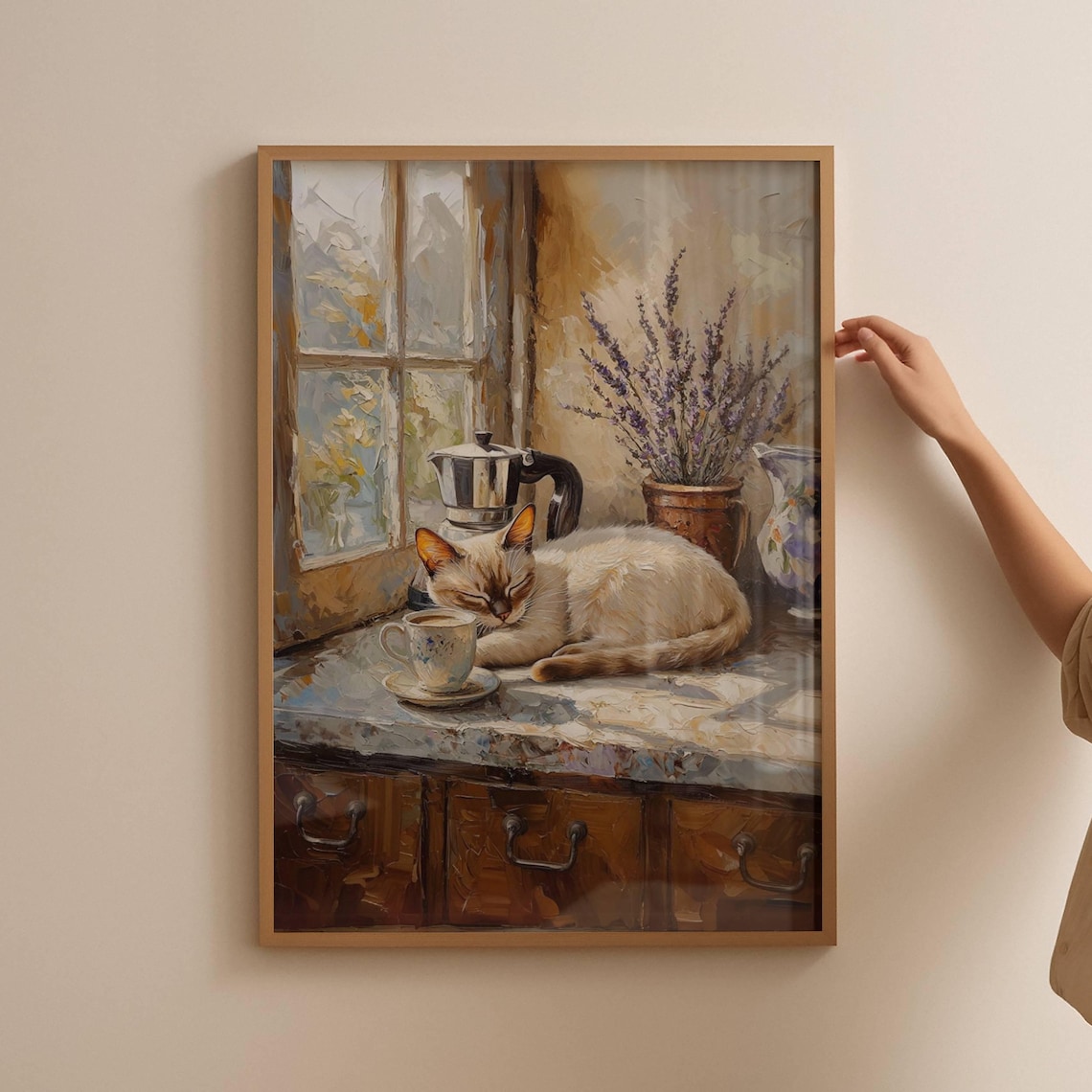 Siamese Cat Coffee Bar, Lynx Point Cat Art Print - Image 3