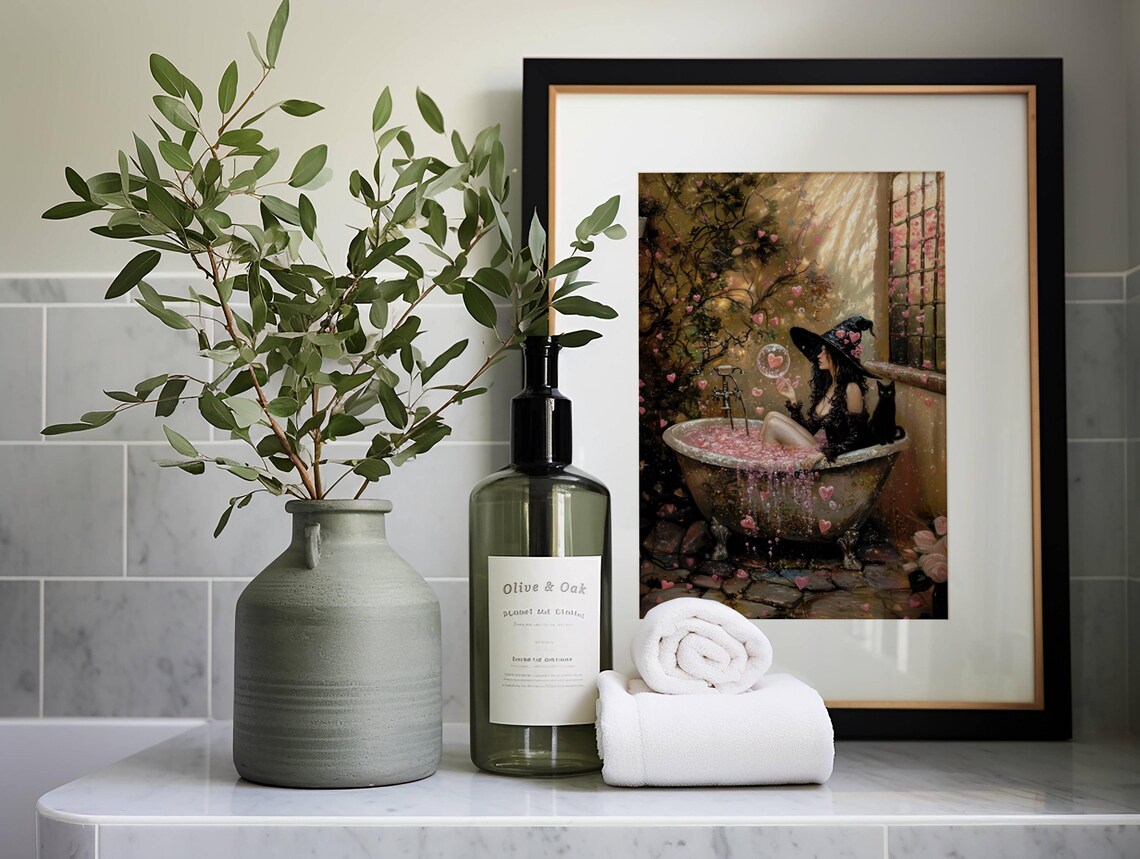 Love Witch Valentine Cat Lover Poster, Whimsigoth - Image 3