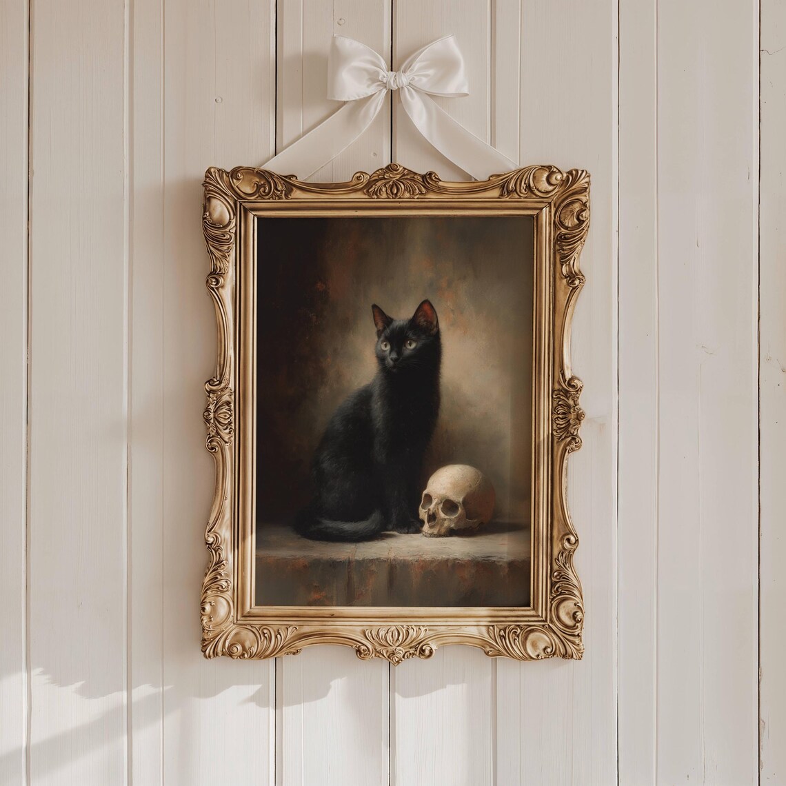 Black Cat And Skull Gothic Halloween Poster