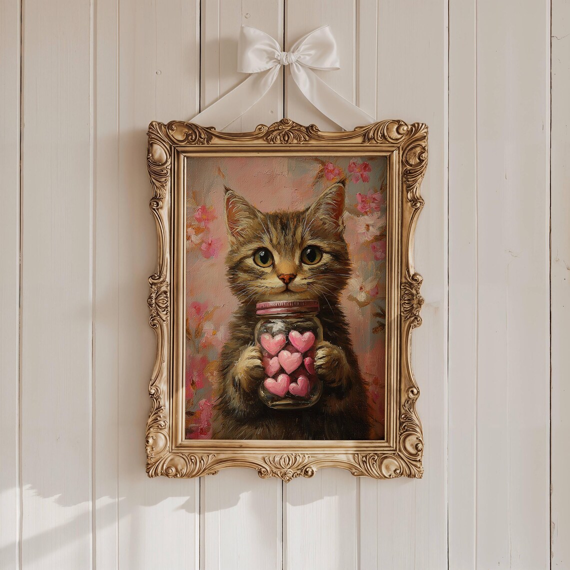 Valentines Day Tabby Cat Poster, Valentine Heart Decor - Image 7