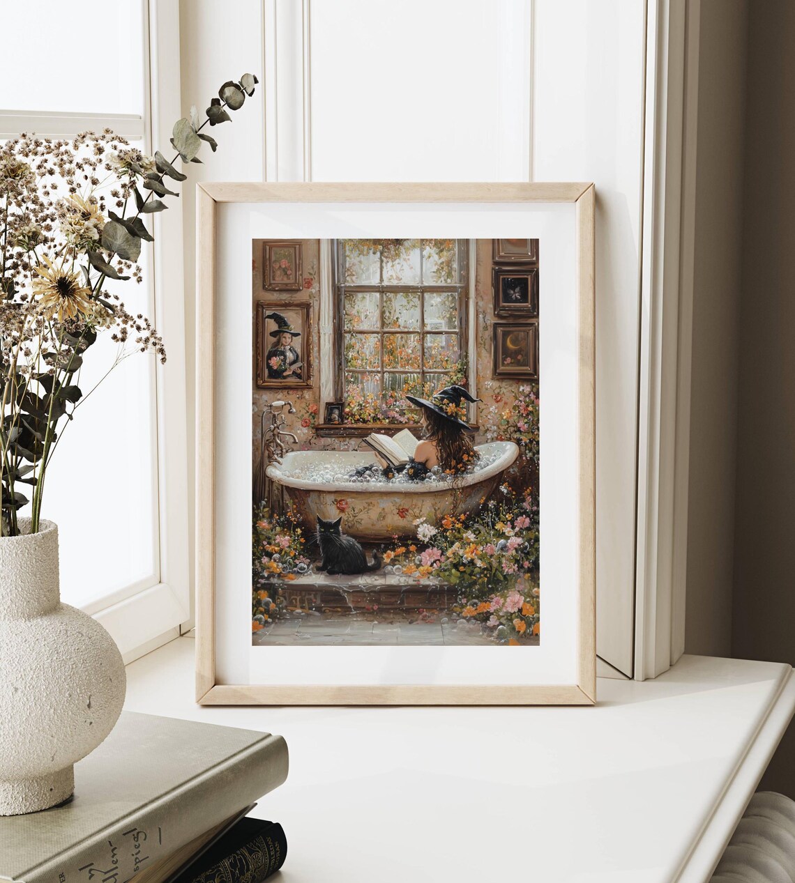 Witch Reading in Bubble Bath, Halloween Poster - Image 3