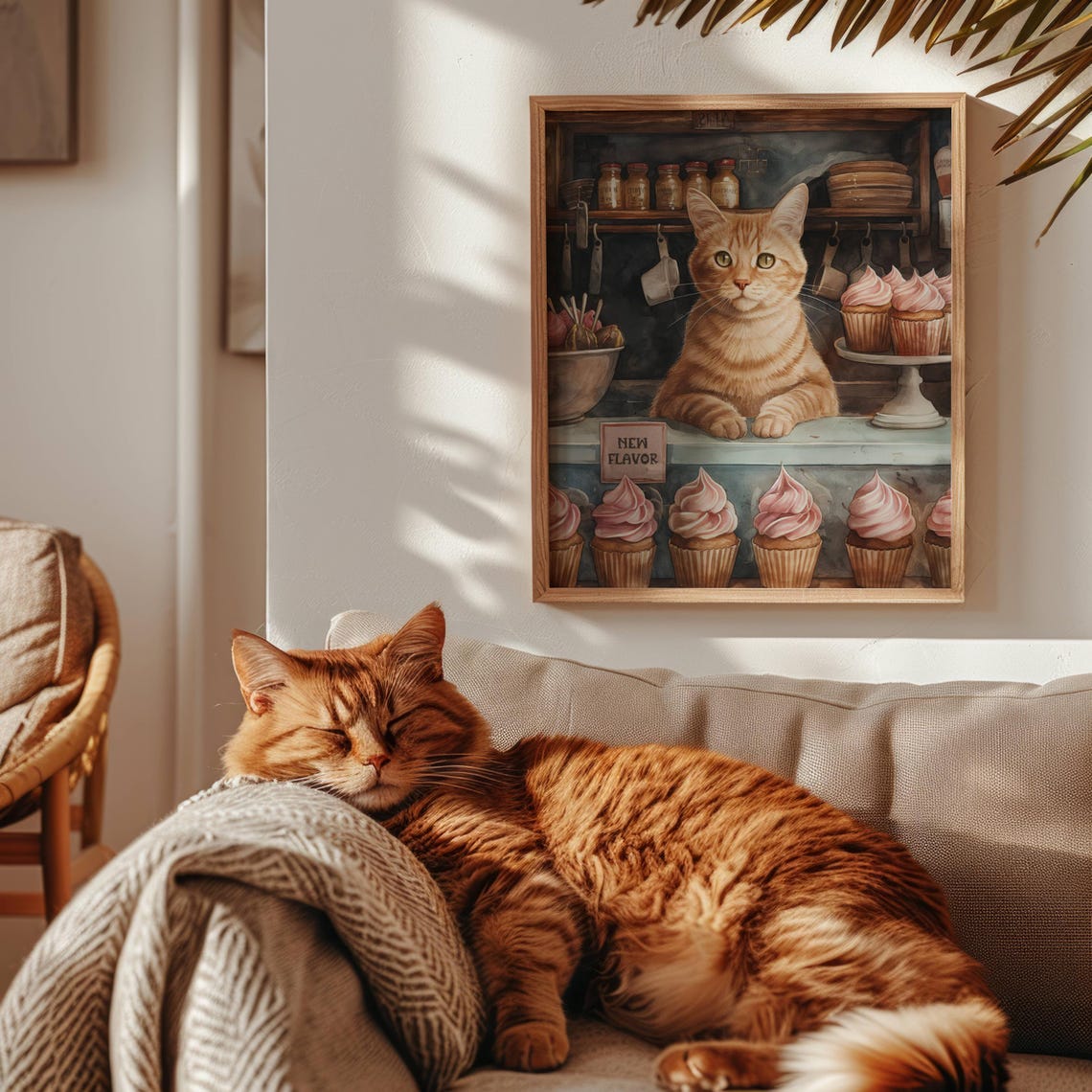 Ginger Cat Behind Cupcake Shop Counter New Flavor Sign Poster - Image 4