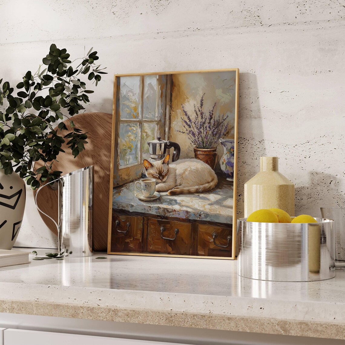 Siamese Cat Coffee Bar, Lynx Point Cat Art Print - Image 2