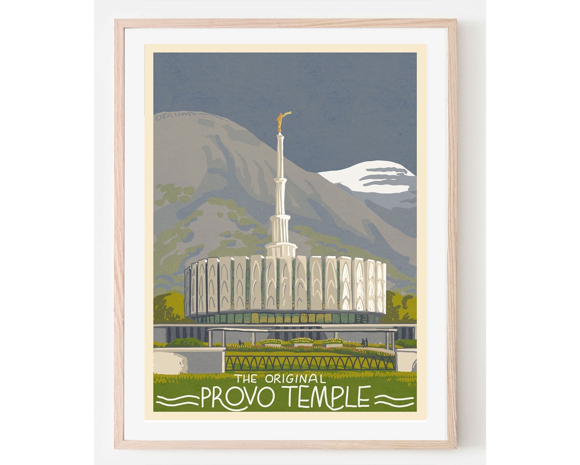 The Original Provo Temple Utah Vintage Travel Landmark Wall Poster