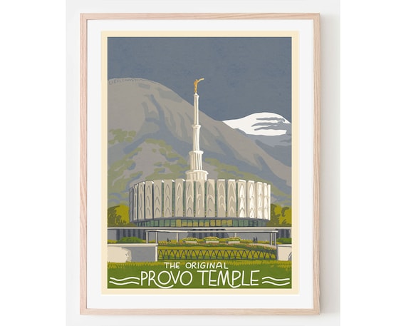 The Original Provo Temple Utah Vintage Travel Landmark Wall Poster