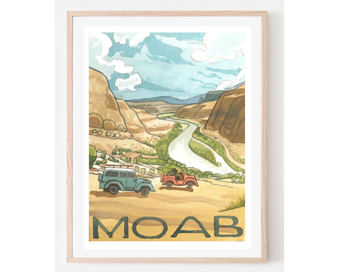 Moab Utah Travel Poster, Southern Landscape Art Print