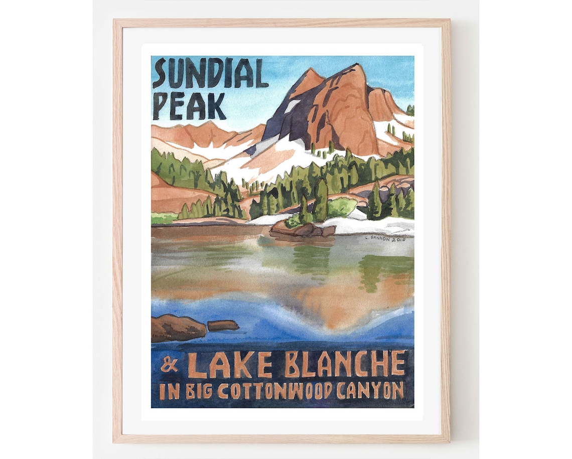 Sundial Peak Lake Blanche Big Cottonwood Canyon Travel Poster Alpine Lake Art