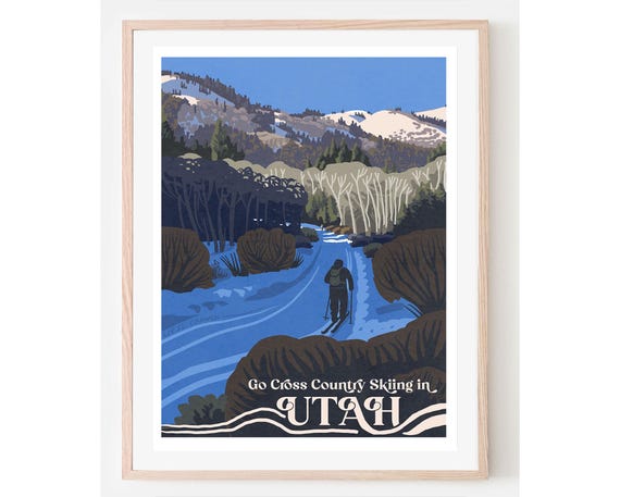 Cross Country Ski In Utah Travel Poster Home Dcor Art Vintage