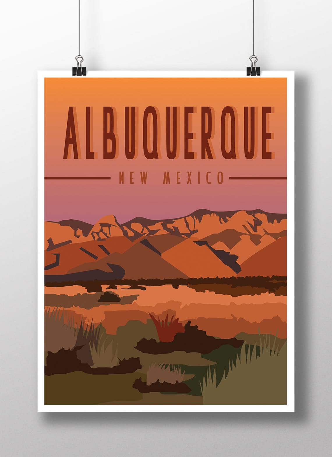 Albuquerque Travel Poster, Route 66 Trip Print