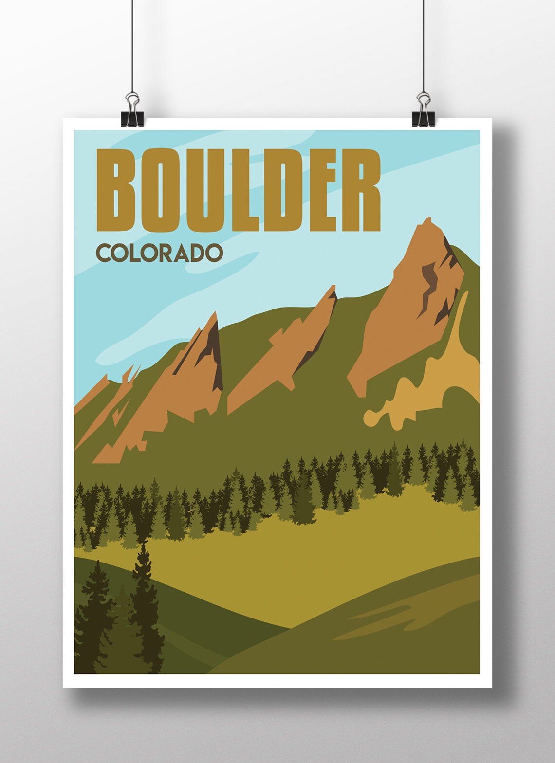 Boulder Colorado Travel Poster, Travel Poster