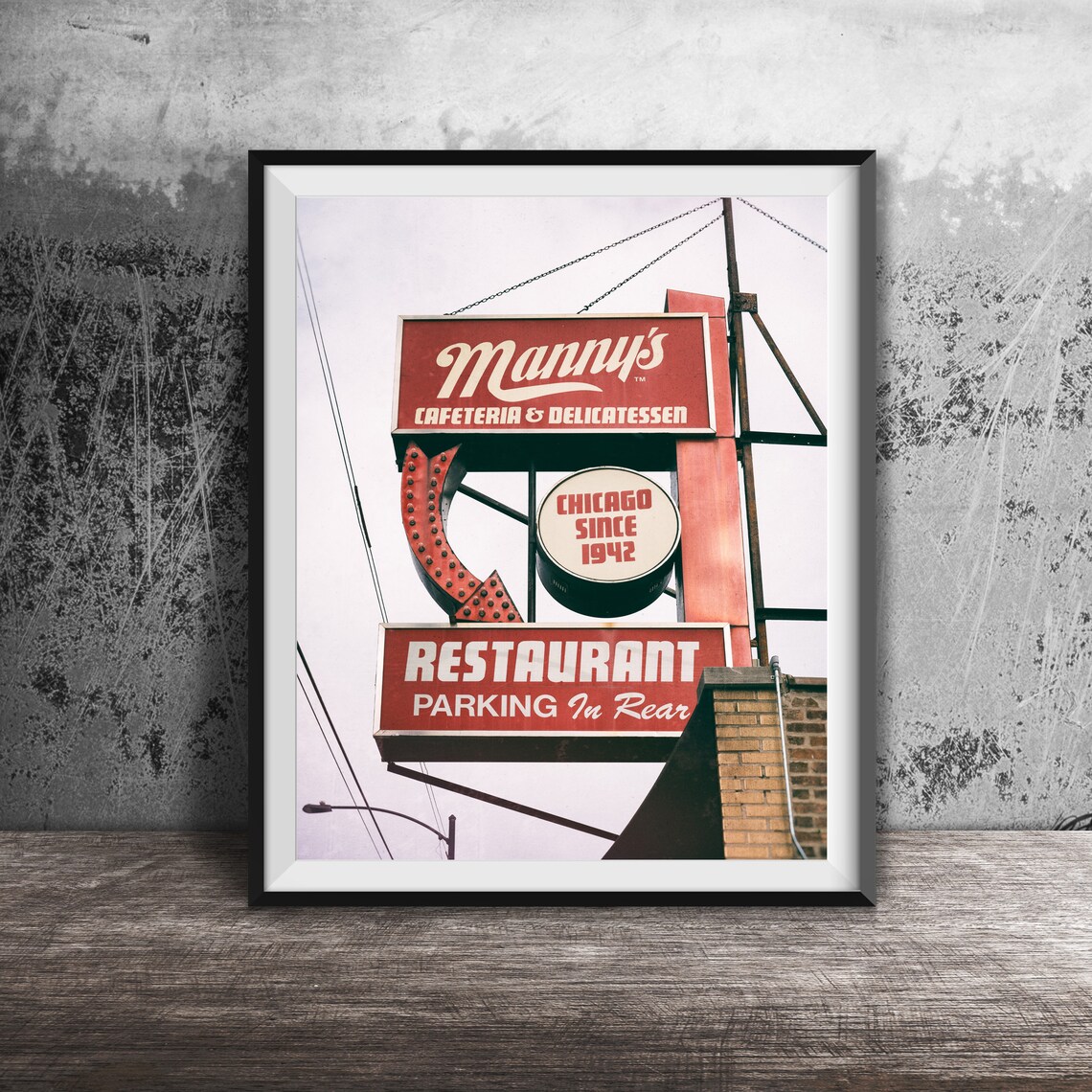 Mannys Cafeteria Deli Chicago Vintage Sign Art Print