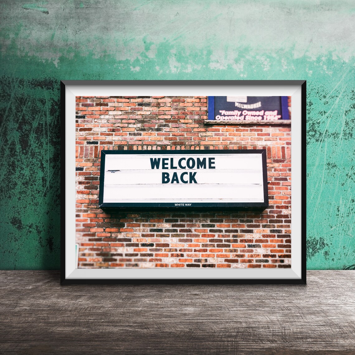 Welcome Back Vintage Theater Marquee Sign on Brick Wall Photo Poster