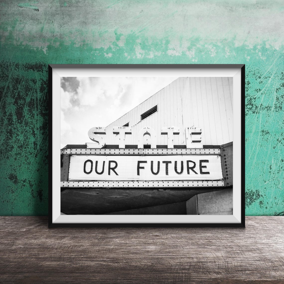 State Theater Our Future Vintage Marquee Sign Drive In Photo Poster - Image 2