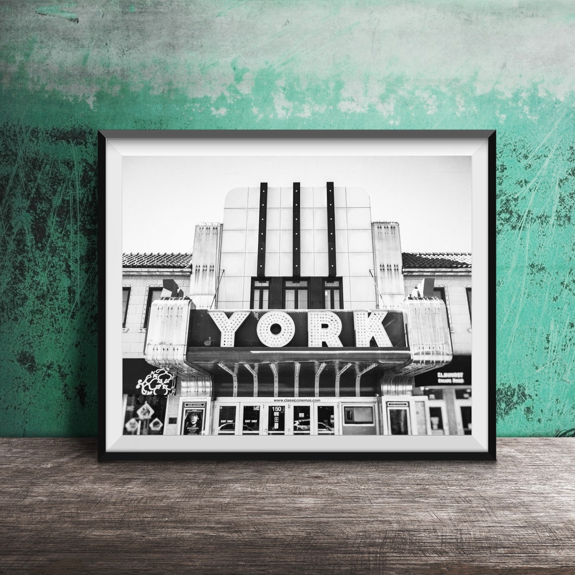 York Theatre Art Deco Marquee Elmhurst Illinois Classic Poster - Image 2