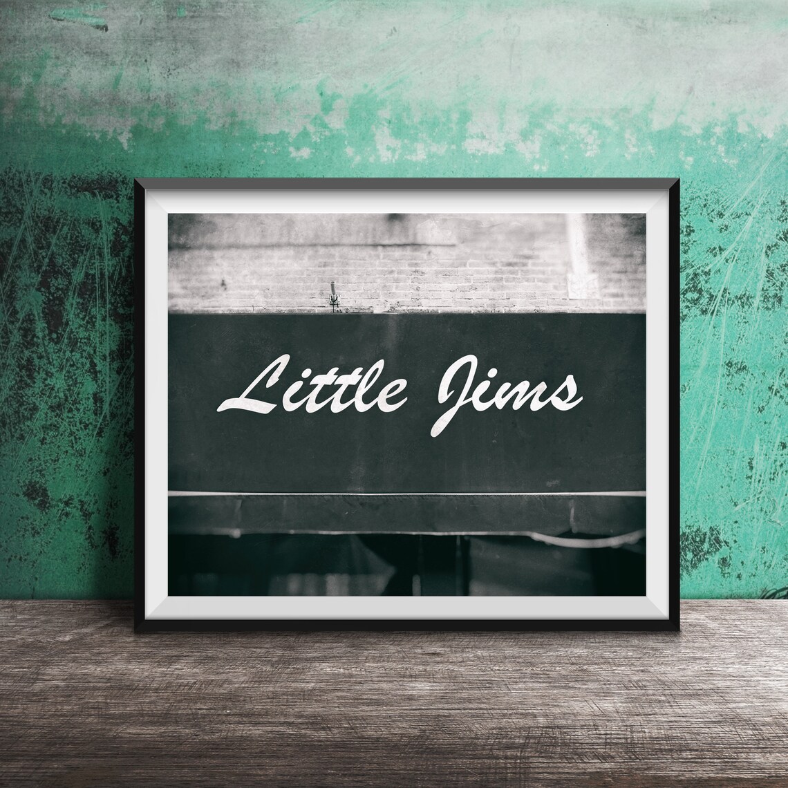 Little Jims Chicago Bar Sign Moody Black and White Photo Poster