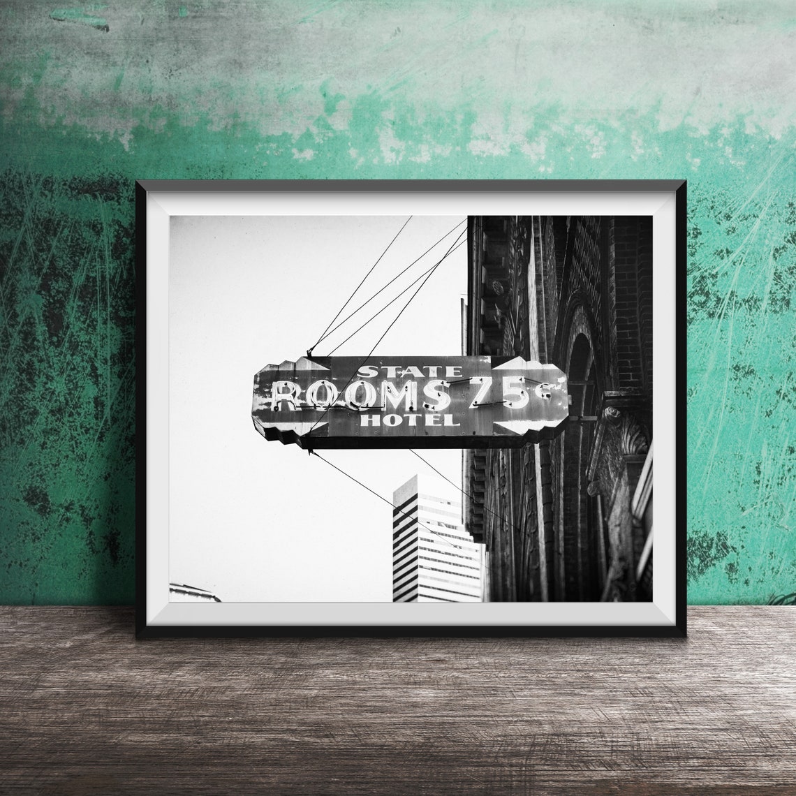 State Hotel Rooms 75 Cents Vintage Neon Roadside Sign Poster - Image 2