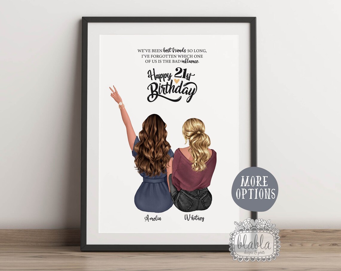21st Birthday Gift for Friend, Birthday Art Print - Image 2