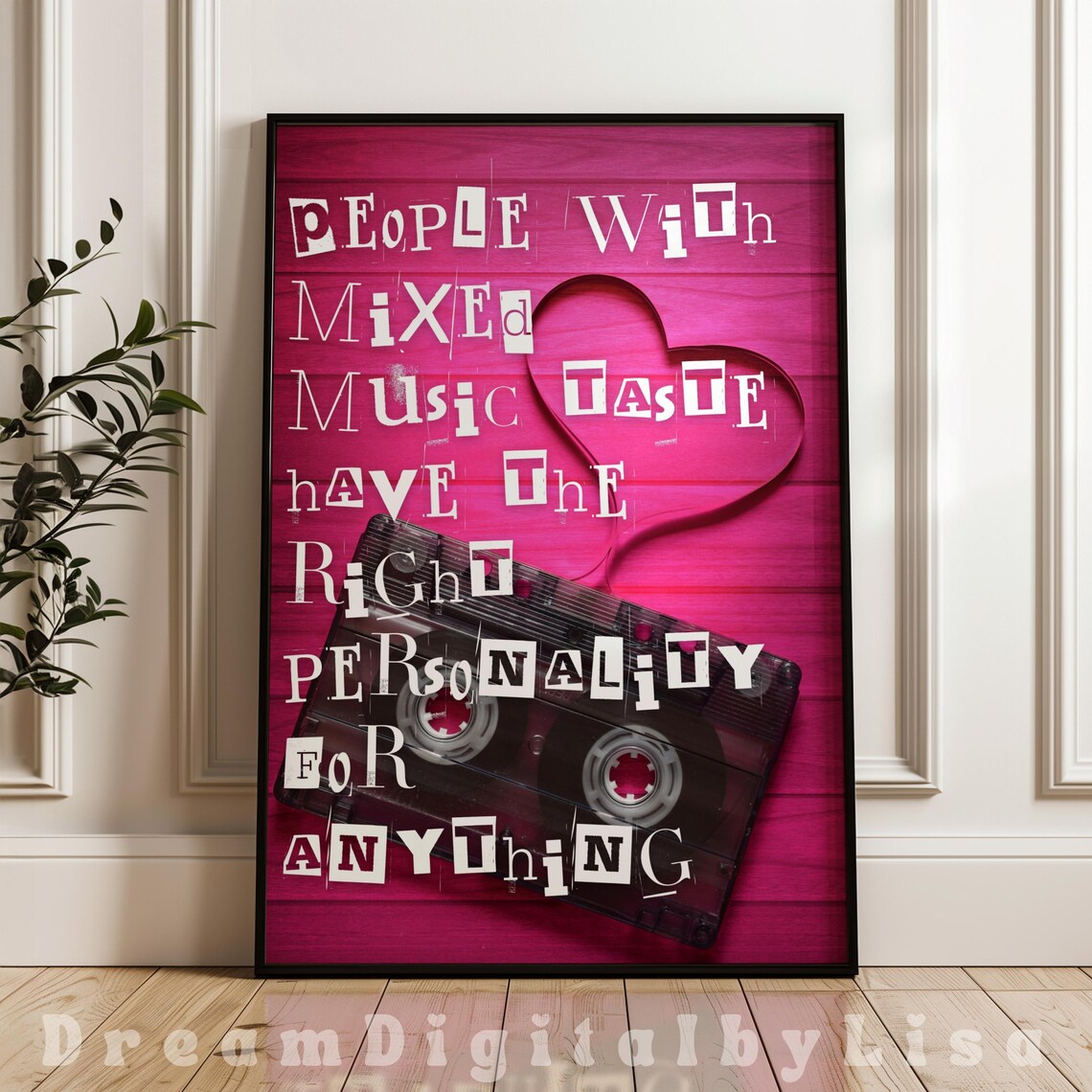 Retro Music Cassette Quote Poster, Pop Culture