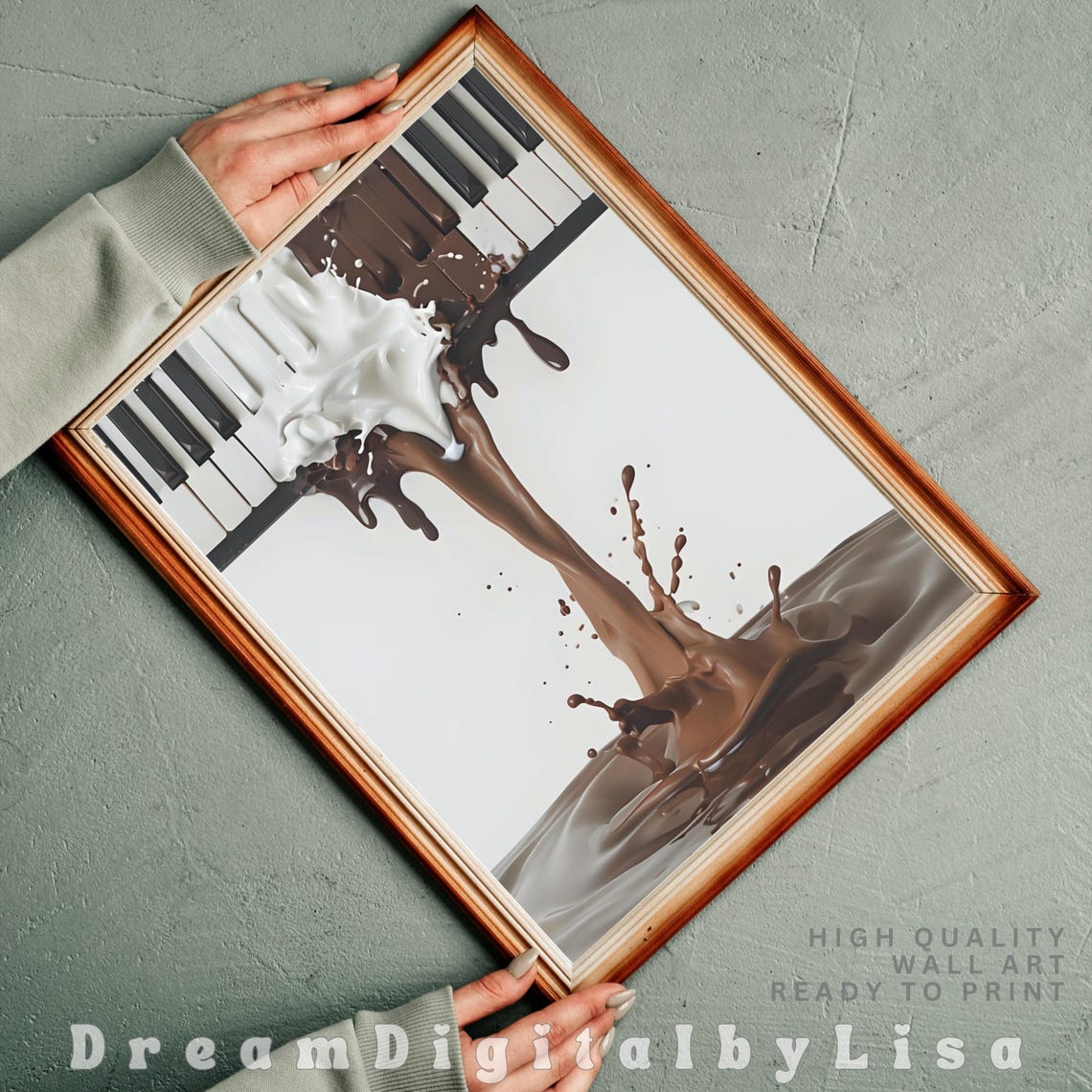 Melting Piano Keys Splashing Milk and Chocolate Surreal Art Poster - Image 4