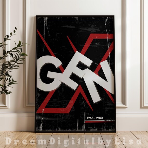 Generation Gen X Typography, Nostalgic Grunge Poster