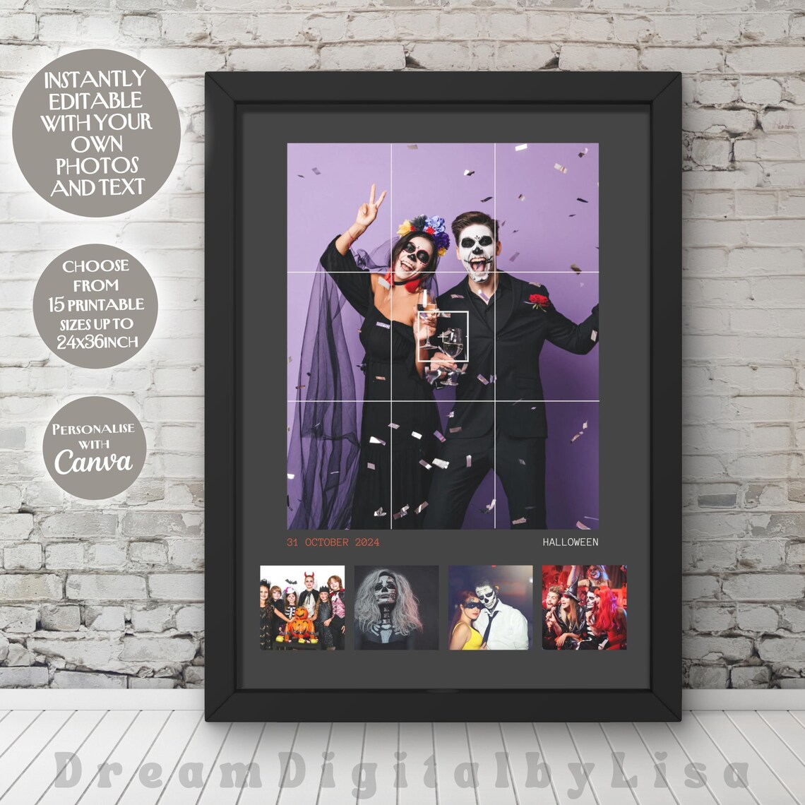 Halloween Photo Collage Template, Personal Gift