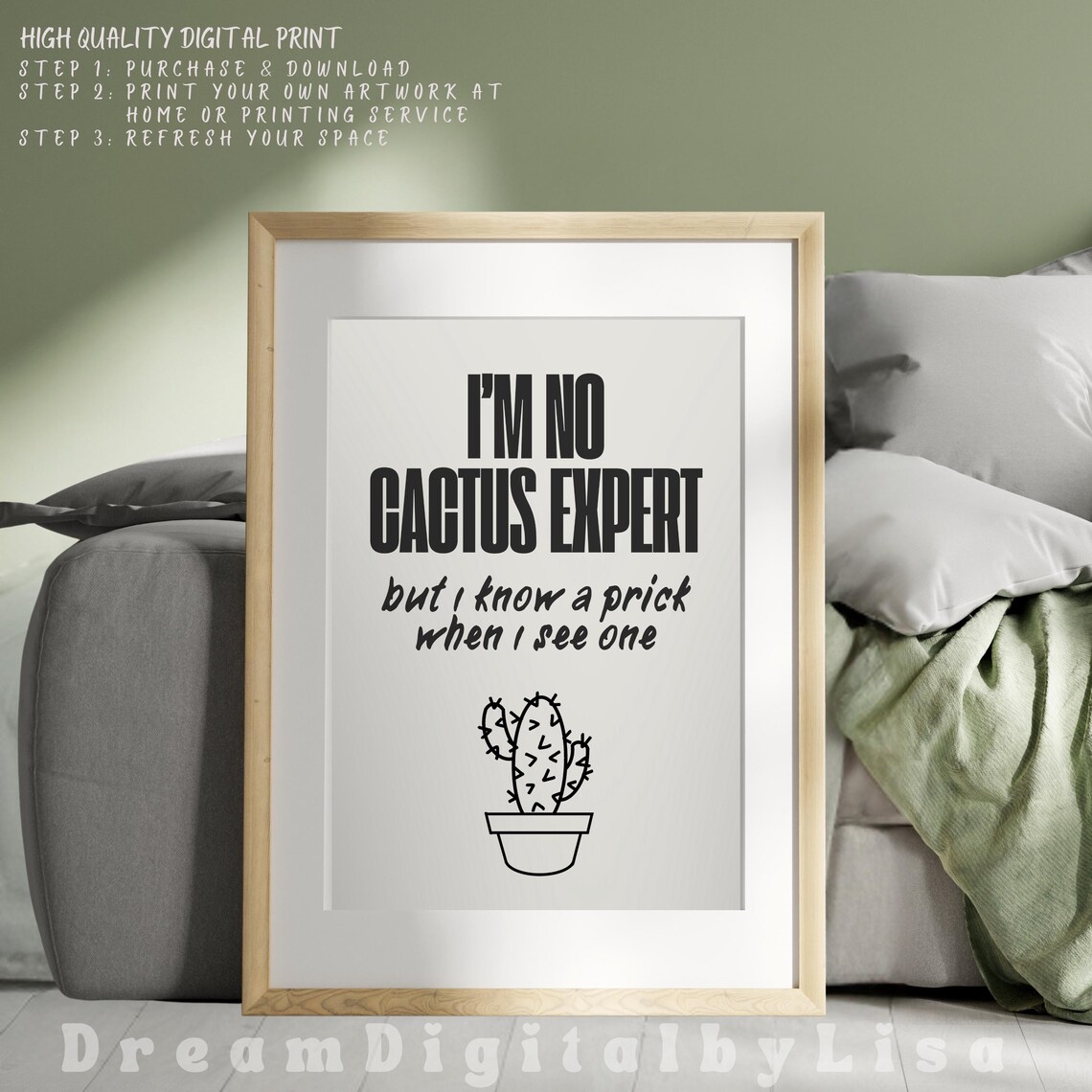 No Cactus Expert Funny Sarcastic Quote Poster Cactus Line Art Gift - Image 4