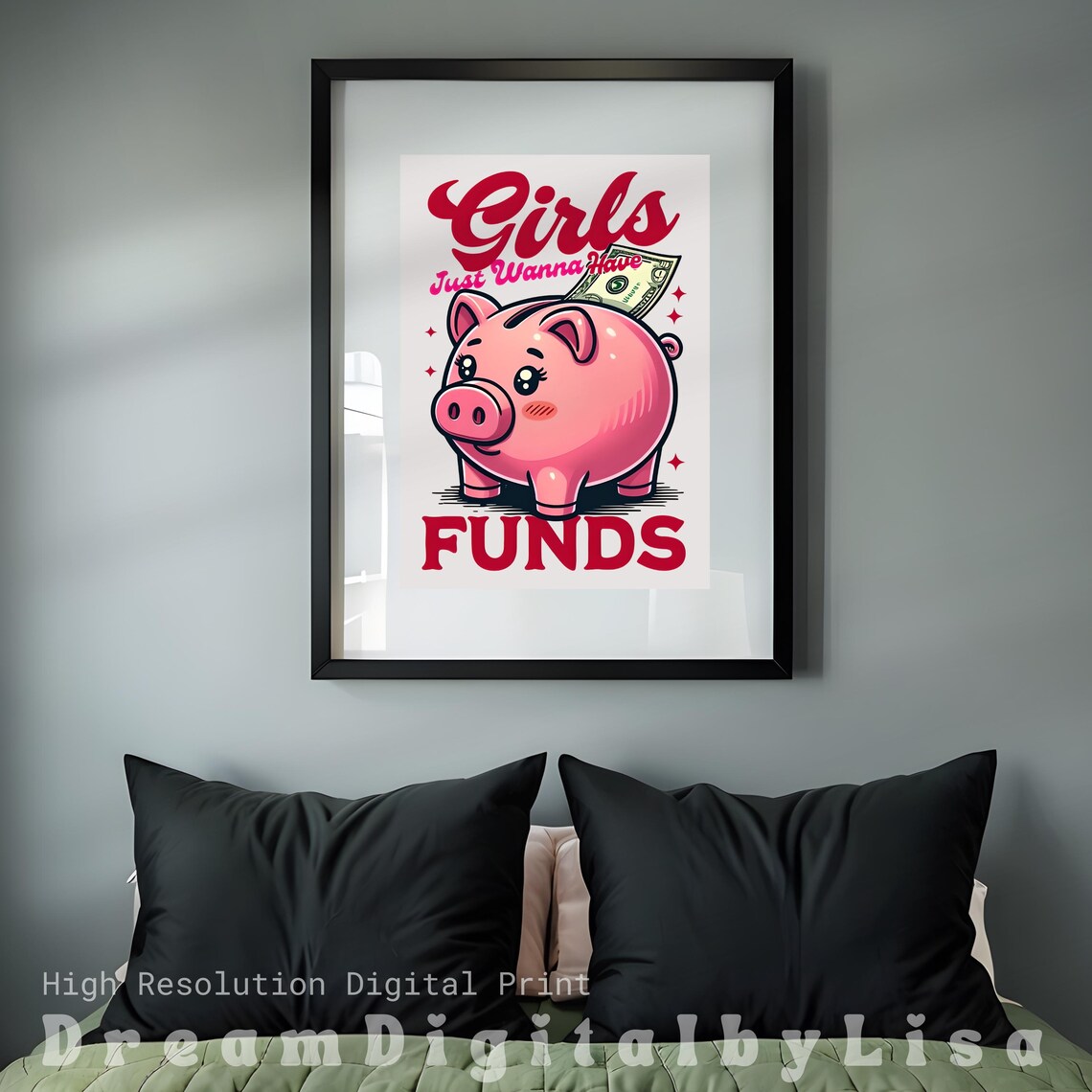 Piggy Bank For Girls, Motivational Quote Art Print - Image 2