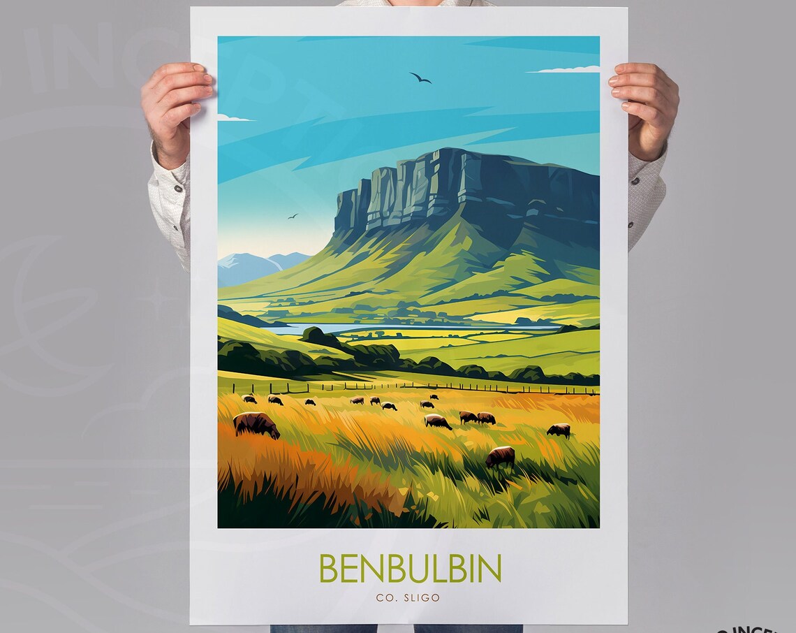 Sligo Benbulbin Travel Poster, Ireland Wall Art - Image 3