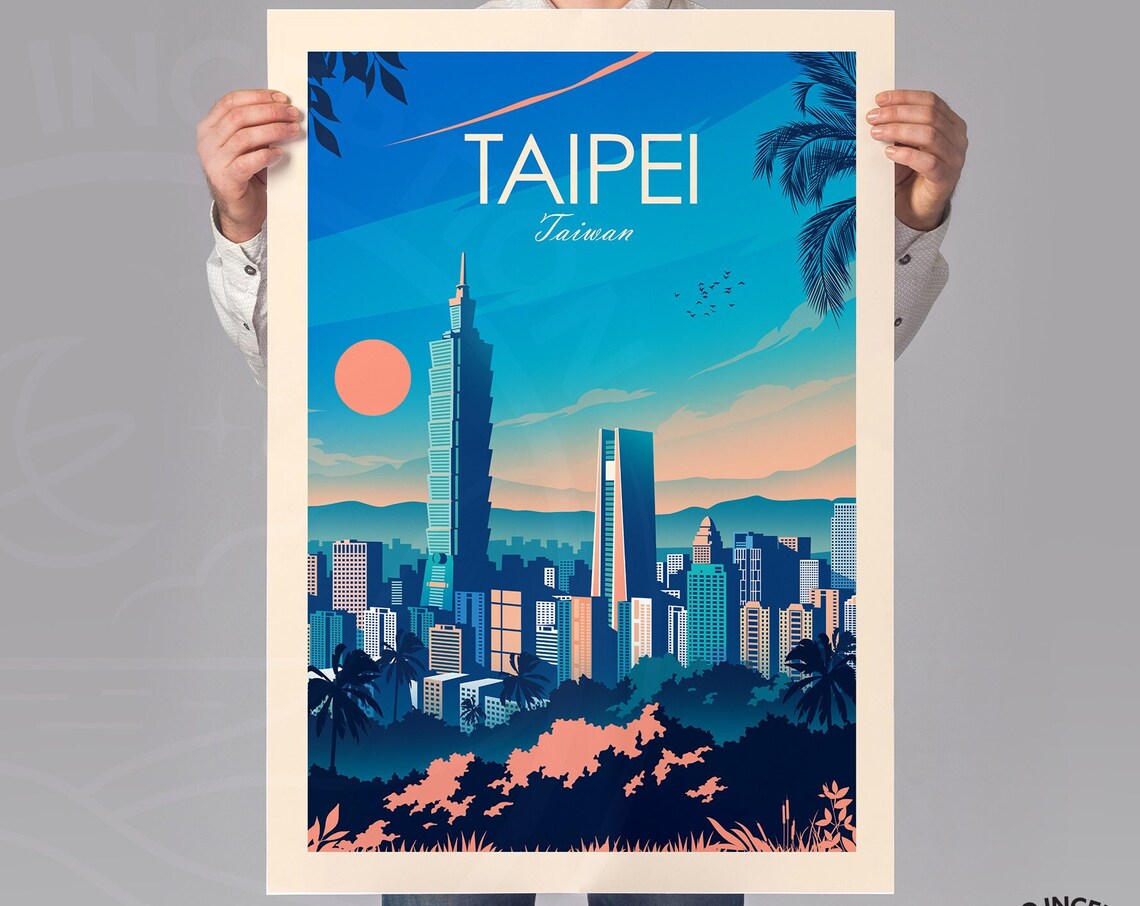 Taipei Taiwan Traditional Travel Poster, Asia Print - Image 2