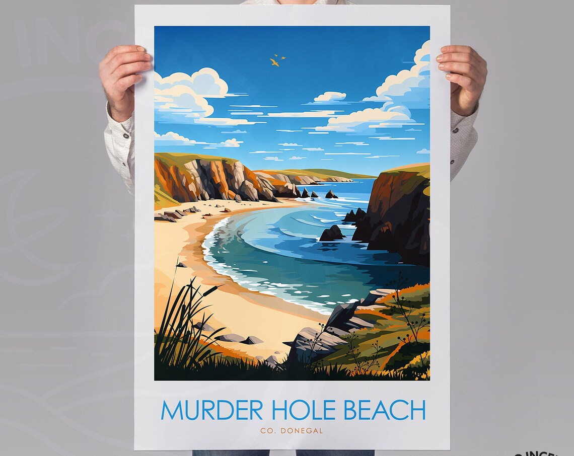 Murder Hole Beach Donegal Travel Poster, Irish Landscape - Image 3