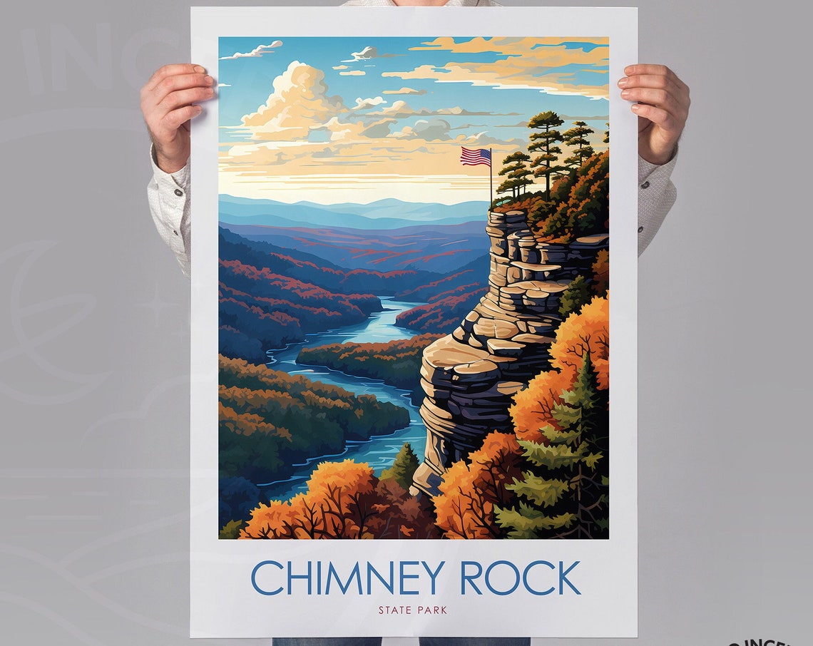 Chimney Rock State Park North Carolina Cliff Overlook Fall Poster - Image 2