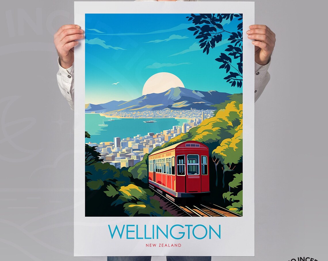 Wellington, New Zealand Travel Poster, Harbor City - Image 2