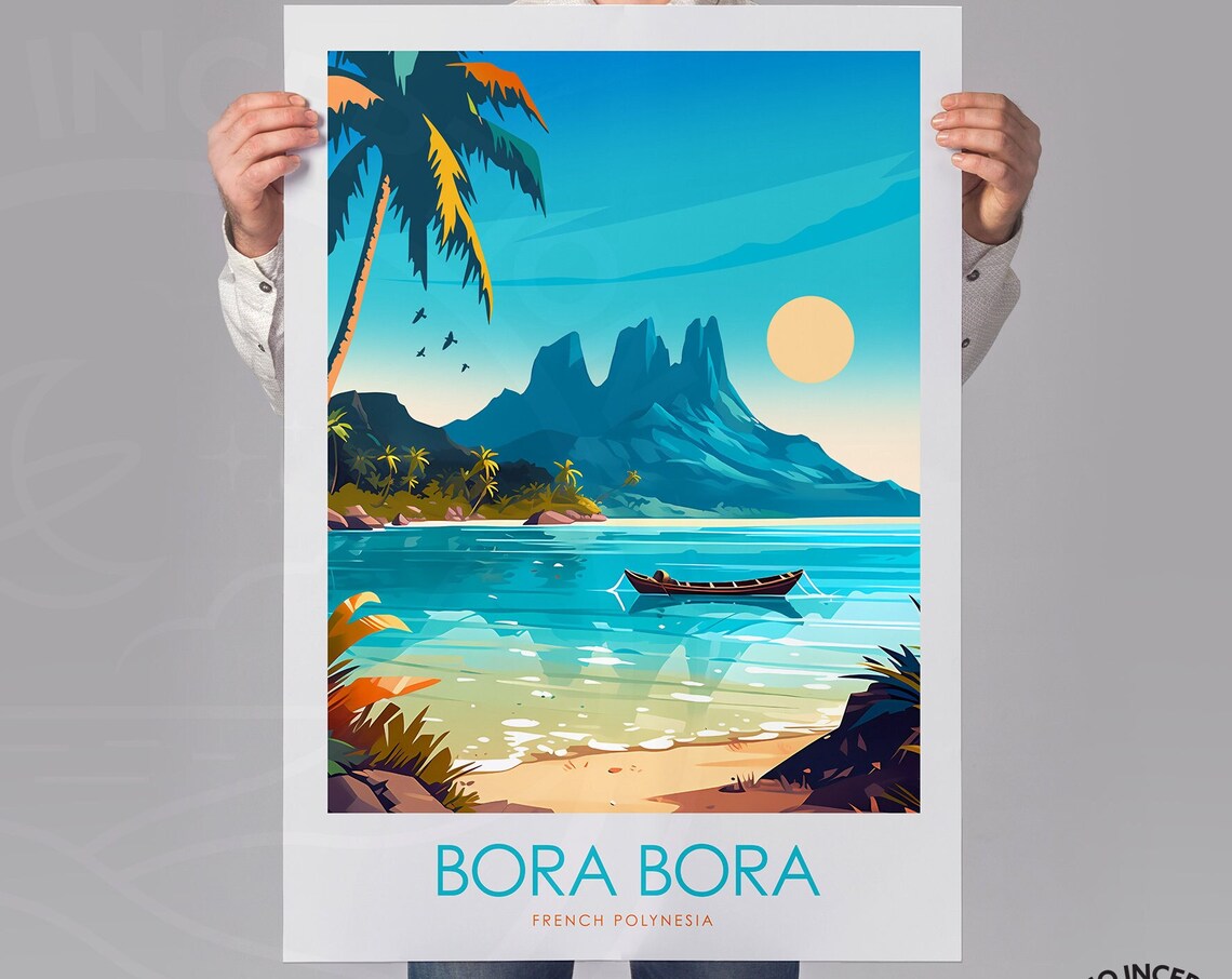 Bora Bora Minimal Print, Tahiti Travel Poster - Image 3