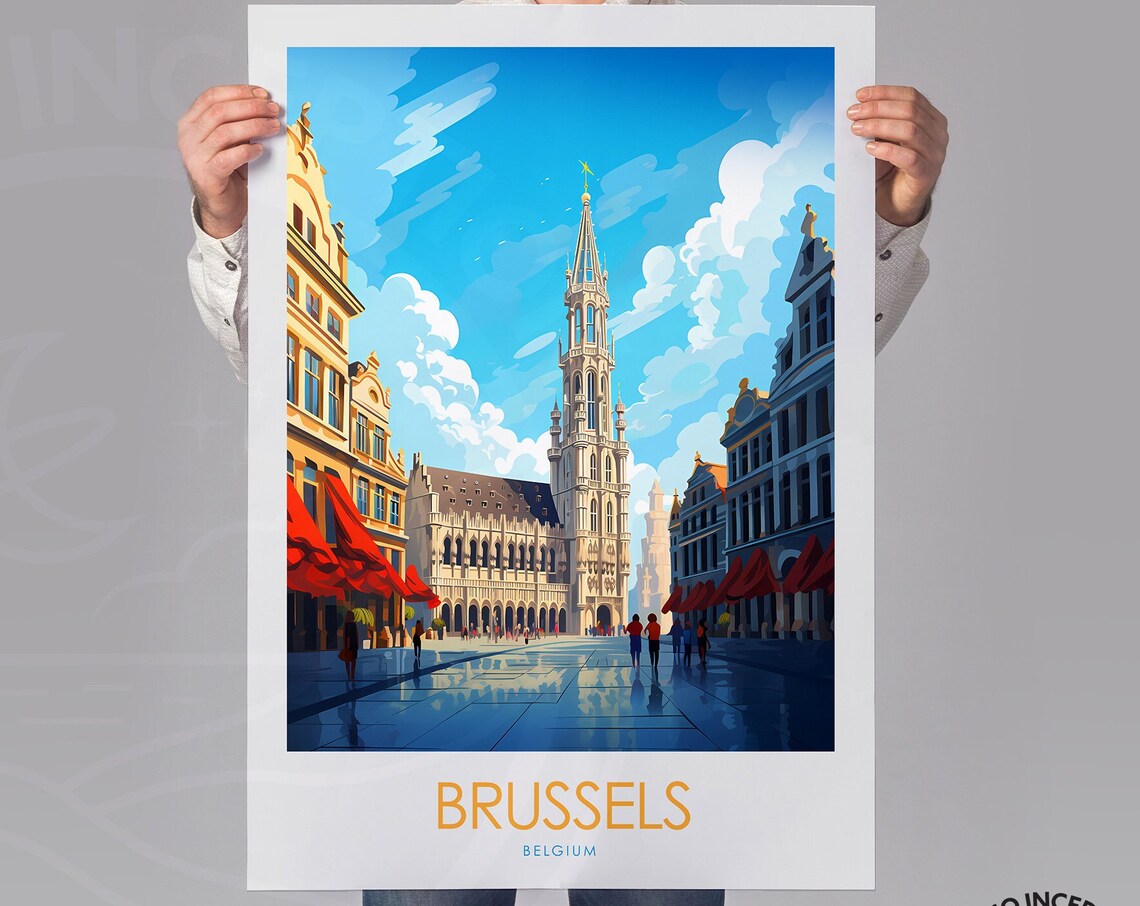 Brussels Travel Print, Grand Place Belgium Poster - Image 3